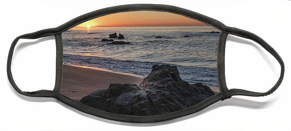 Leo Carrillo Face Mask featuring the photograph Beach Rock at Sunrise by Matthew DeGrushe