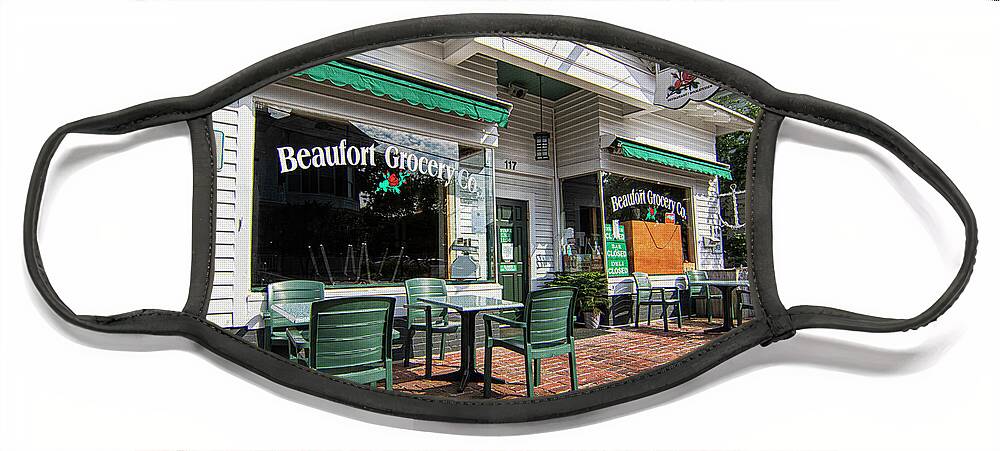 Beaufort Face Mask featuring the photograph Beaufort Grocery Company - Beaufrot North Carolina by Bob Decker