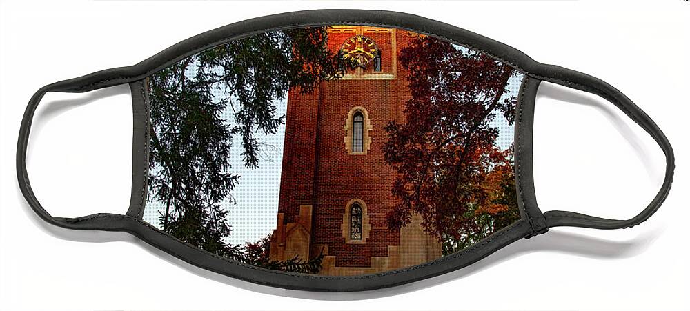 Michigan State University Face Mask featuring the photograph Beaumont Tower on the Michigan State University campus at sunrise by Eldon McGraw