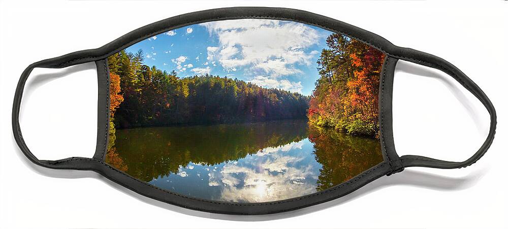 Carolina Face Mask featuring the photograph Beautiful Reflections at the Lake by Debra and Dave Vanderlaan