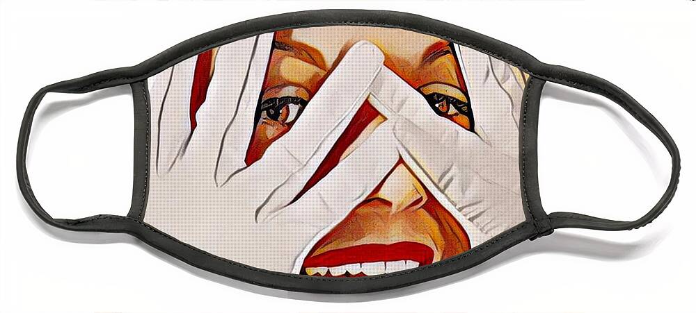 Vintage Face Mask featuring the digital art Beauty Peek A-Boo by Sally Edelstein