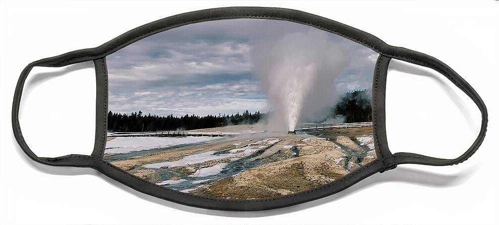 Yellowstone National Park Face Mask featuring the photograph Beehive Geyser II by Cheryl Strahl