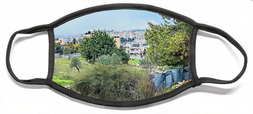 Beit Jala Face Mask featuring the photograph Beit Jala Fields and Trees by Munir Alawi