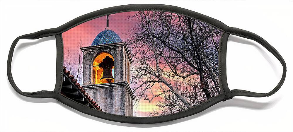 Tlaquepaque Face Mask featuring the photograph Bell Tower at Tlaquepaque by Al Judge
