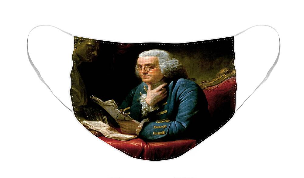 Benjamin Franklin Face Mask featuring the painting Ben Franklin by War Is Hell Store