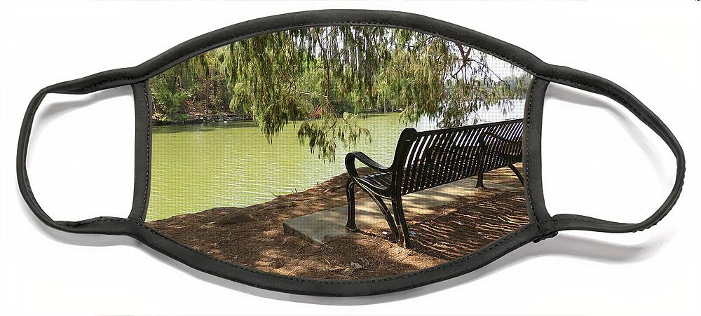 Bench Face Mask featuring the photograph Bench for Contemplation by Raymond Fernandez