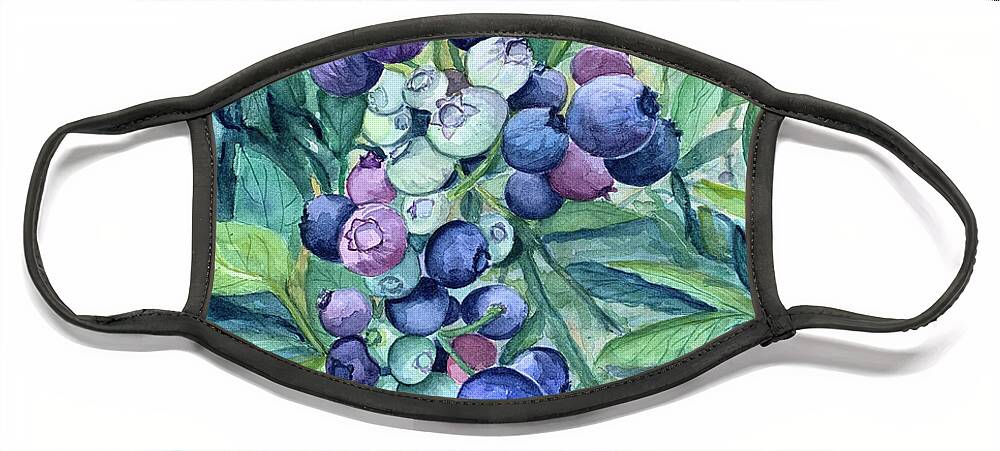 Blue Berries Face Mask featuring the painting Berry Blue by Clara Sue Beym