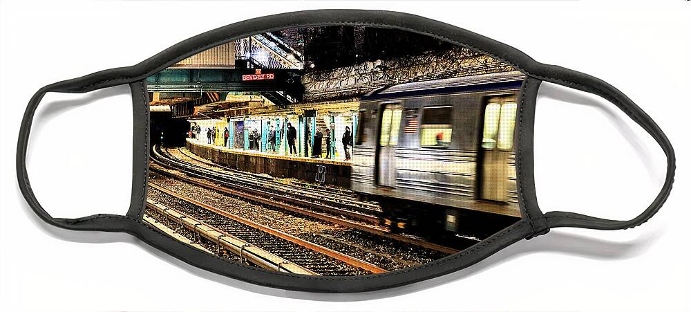 New York City Subway Face Mask featuring the photograph Beverley Road Twilight No.2 by Steve Ember