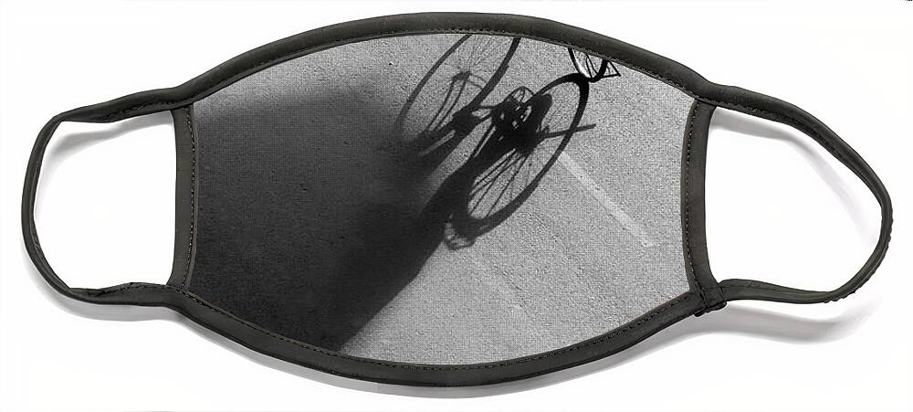 Minimalism Face Mask featuring the photograph Bicycle Shadow Vs Shadow Triangle by Prakash Ghai