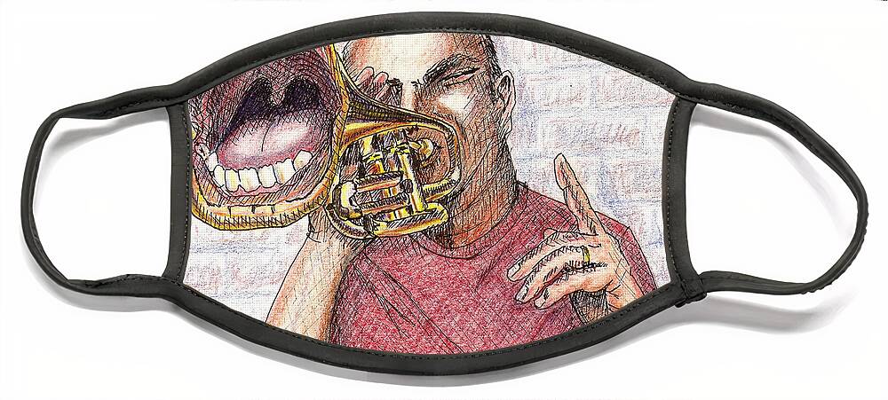 Big Face Mask featuring the drawing Big Mouth Brass by Eric Haines