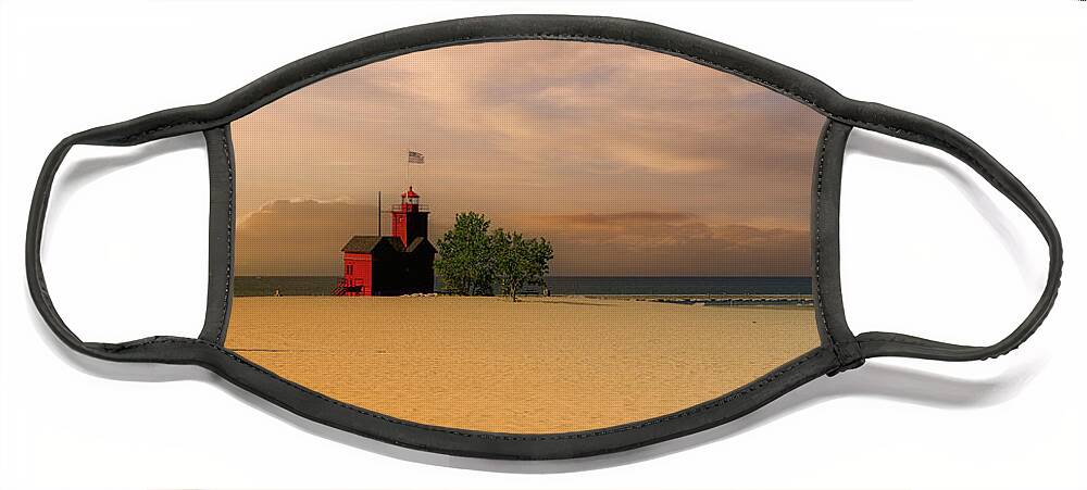 Sunset Face Mask featuring the photograph Big Red Lighthouse by G Lamar Yancy