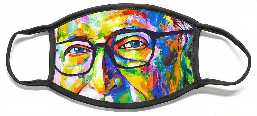 William Henry Gates Iii Face Mask featuring the painting 	Bill Gates by Iryna Kastsova