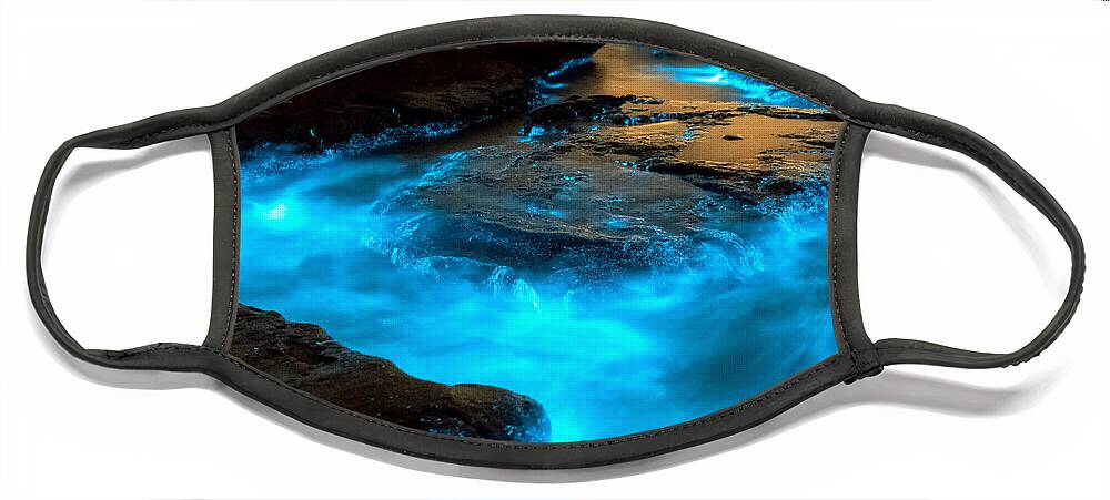 Sea Face Mask featuring the photograph Bioluminescence At Sunset by World Art Collective