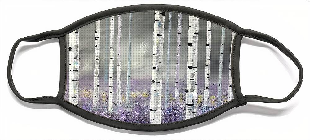 Birches Face Mask featuring the painting Birches in Spring by Stacey Zimmerman