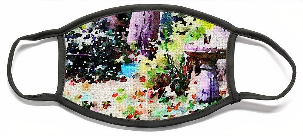 Waterlogue Face Mask featuring the photograph Bird Bath and More by Sandra Lee Scott