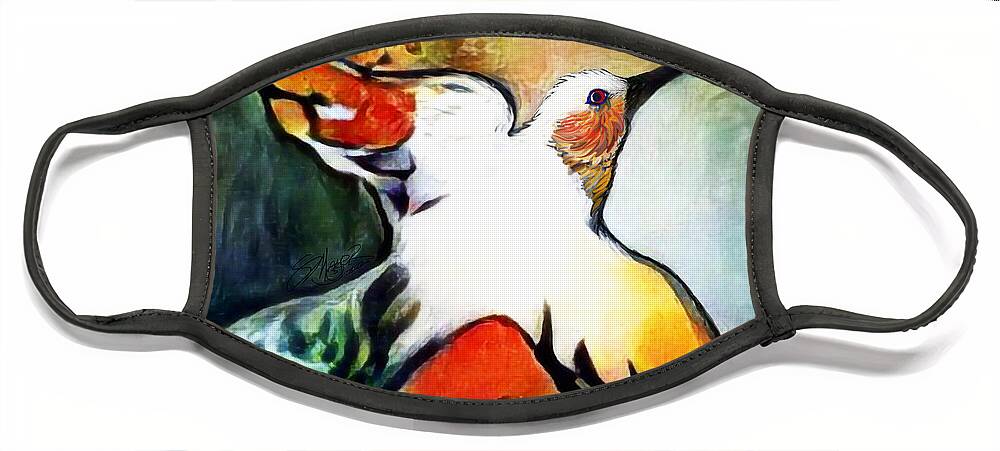 American Art Face Mask featuring the digital art Bird Flying Solo 009 by Stacey Mayer