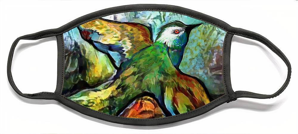 American Art Face Mask featuring the digital art Bird Flying Solo 010 by Stacey Mayer