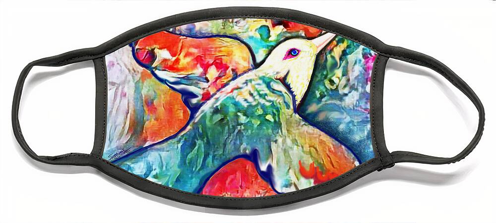 American Art Face Mask featuring the digital art Bird Flying Solo 011 by Stacey Mayer