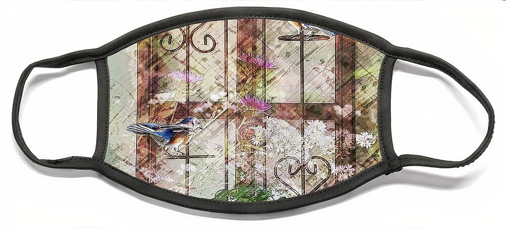 Photography Face Mask featuring the photograph Birds in the Kitchen by Shara Abel