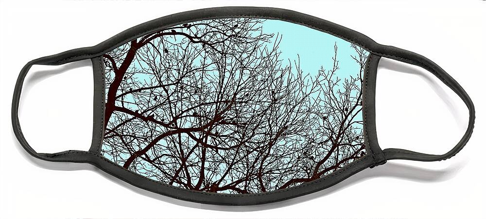 Nature Face Mask featuring the photograph Birds in the Silhouetted Tree by Frank J Casella