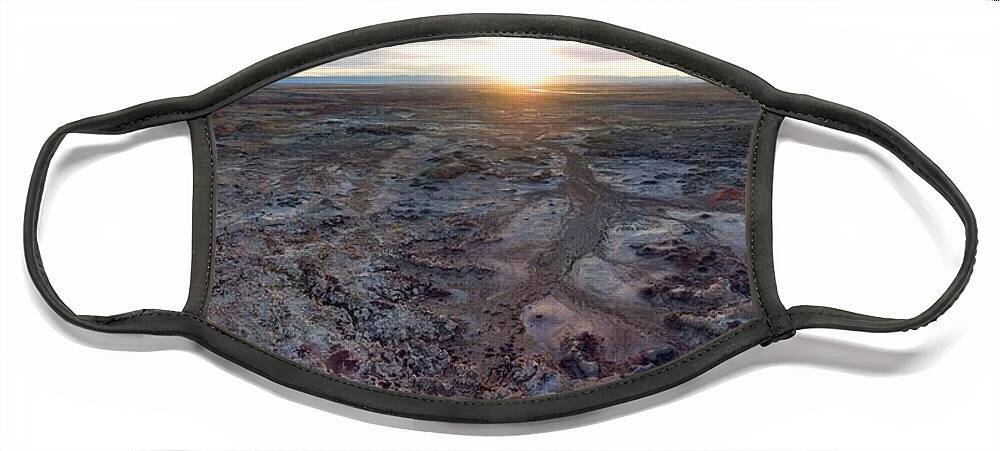 Landscape Face Mask featuring the photograph Bisti Badlands Aerial by Aerial Santa Fe