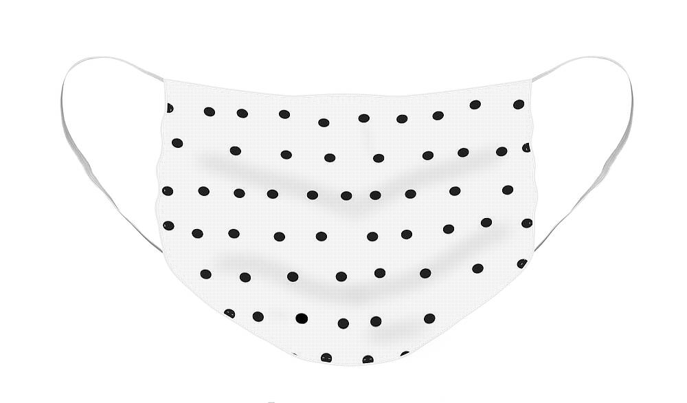 Polka Dots Face Mask featuring the digital art Black And White Whimsical Polka Dots by Ashley Rice