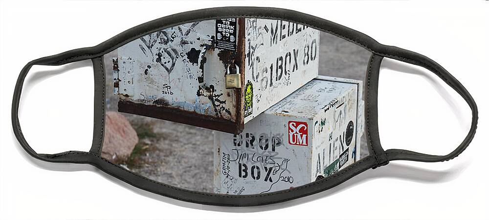 Area-51 Face Mask featuring the photograph Black Mailbox Extraterrestrial Highway by Custom Aviation Art