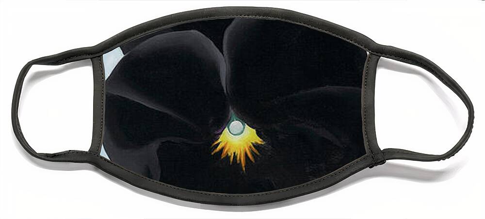 Georgia O'keeffe Face Mask featuring the painting Black pansy with forget-me-nots - Modernist flower painting by Georgia O'Keeffe