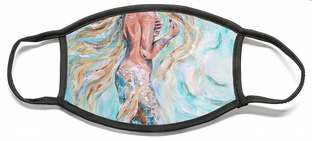 Ocean Face Mask featuring the painting Black Pearl Study by Linda Olsen