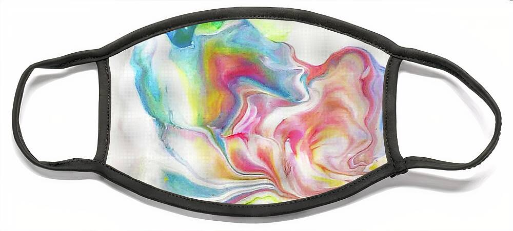 Abstract Floral Colorful Acrylic Face Mask featuring the painting Bloom by Deborah Erlandson