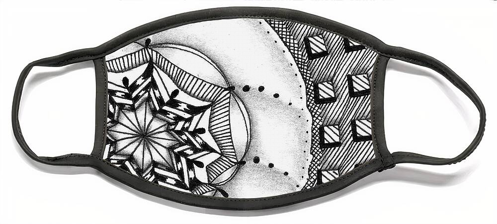 Zentangle Face Mask featuring the drawing Bloom Where You're Planted by Jan Steinle