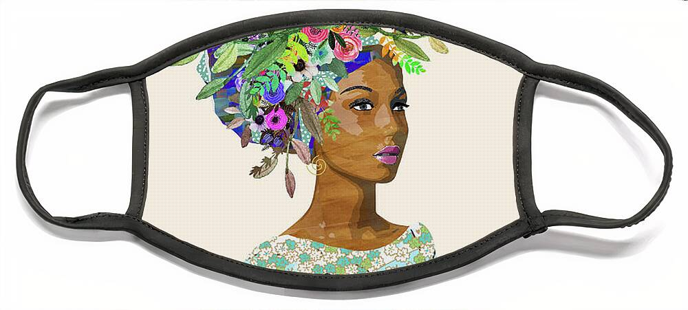 Blooming Face Mask featuring the mixed media Blooming by Claudia Schoen