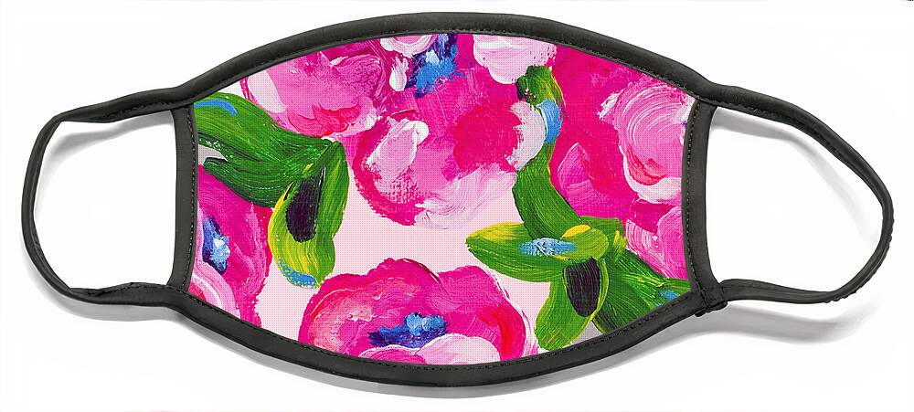 Abstract Flowers Face Mask featuring the painting Blossoming 2 by Beth Ann Scott
