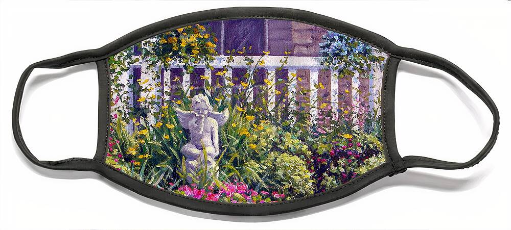 Garden Face Mask featuring the painting Blowing Kisses in the Garden by Rick Hansen