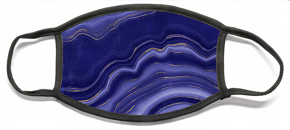 Blue Agate Face Mask featuring the painting Blue Agate With Gold by Modern Art