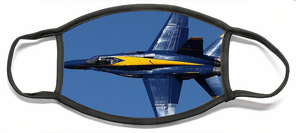 Blue Angels Face Mask featuring the photograph Blue Angels Solo Knife-edge by Custom Aviation Art