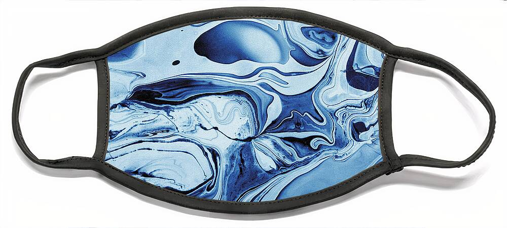 Abstract Face Mask featuring the painting Blue Art Abstract by Severija Kirilovaite