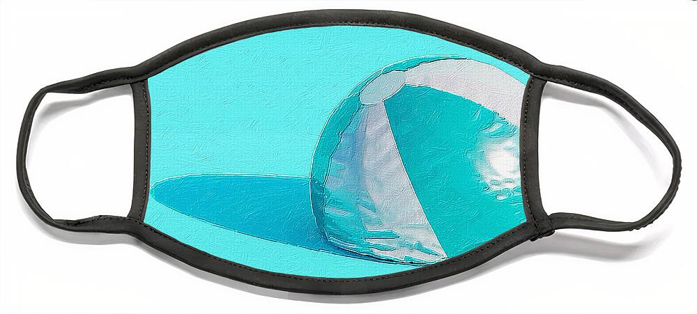 Wave Face Mask featuring the painting Blue Beach Ball by Tony Rubino