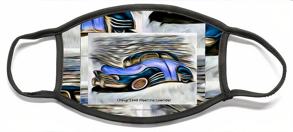 Chevy Face Mask featuring the digital art Blue Car Abstract Collage Art Poster by Ronald Mills