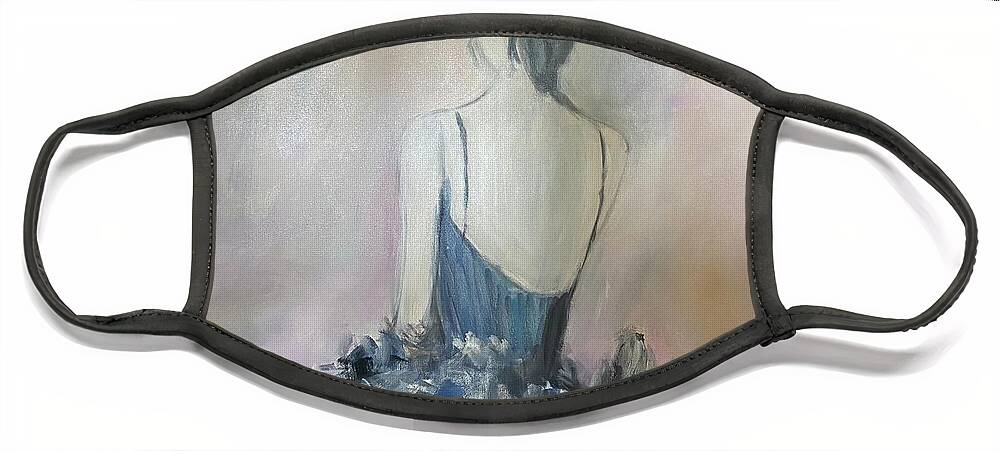 Woman Face Mask featuring the painting Blue Dancer by Denice Palanuk Wilson
