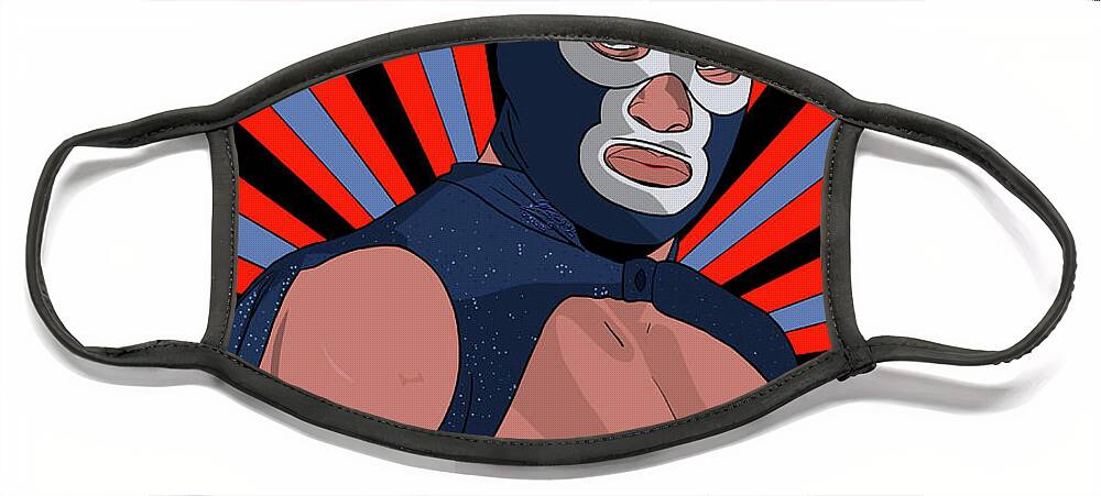 Blue Demon Face Mask featuring the digital art Blue Demon el luchador mexicano by Marisol VB