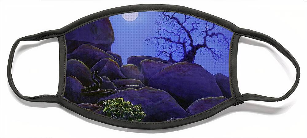 Kim Mcclinton Face Mask featuring the painting Ghost Tree in Blue Desert Moon by Kim McClinton