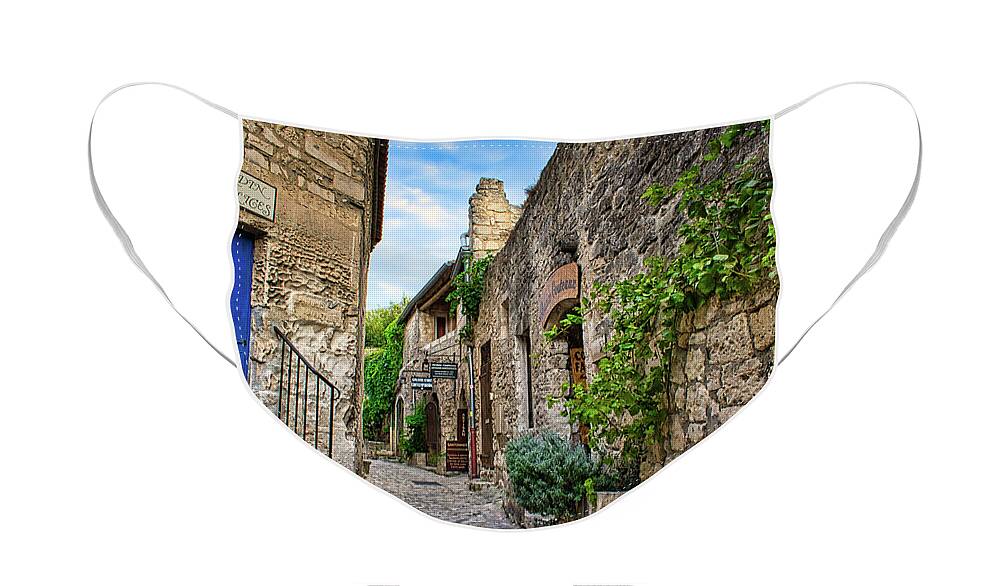 Building Face Mask featuring the photograph Blue Door Path by Portia Olaughlin