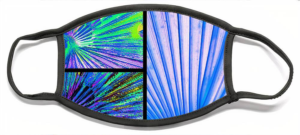Palm Fans Face Mask featuring the digital art Cool Blue Fans by Pamela Smale Williams