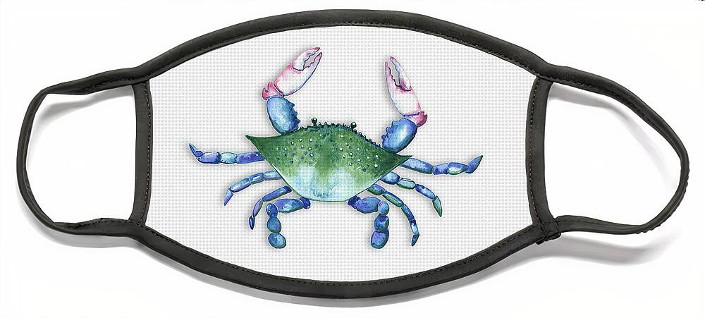 Crab Face Mask featuring the painting Blue, Green, Red Crab by Michele Fritz