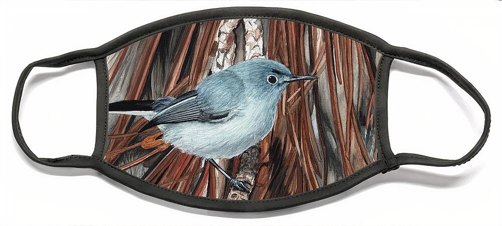 Gnatcatcher Face Mask featuring the painting Blue-Grey Gnatcatcher by Heather E Harman