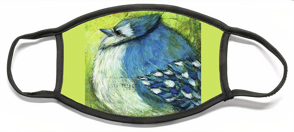 Blue Jay Face Mask featuring the painting Blue Jay by Patricia Lintner