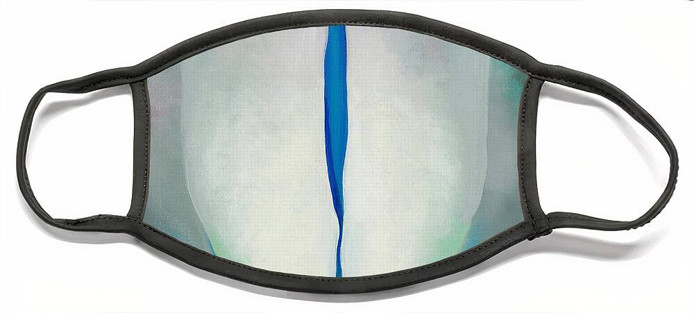Georgia O'keeffe Face Mask featuring the painting Blue line - abstract modernist flower painting by Georgia O'Keeffe