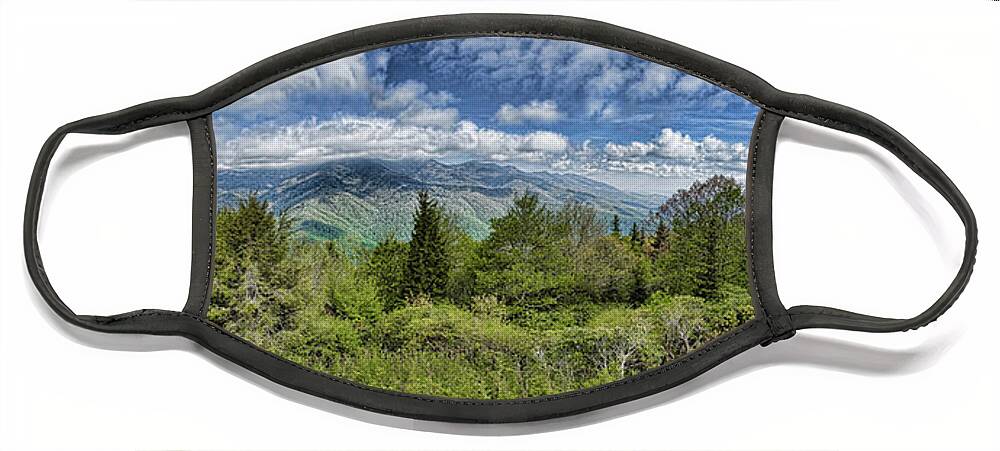 North Carolina Face Mask featuring the photograph Blue Ridge Majesty Panorama by Dan Carmichael