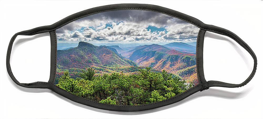 Outdoors Face Mask featuring the photograph Blue Ridge Mountains North Carolina Linville Gorge Autumn by Robert Stephens
